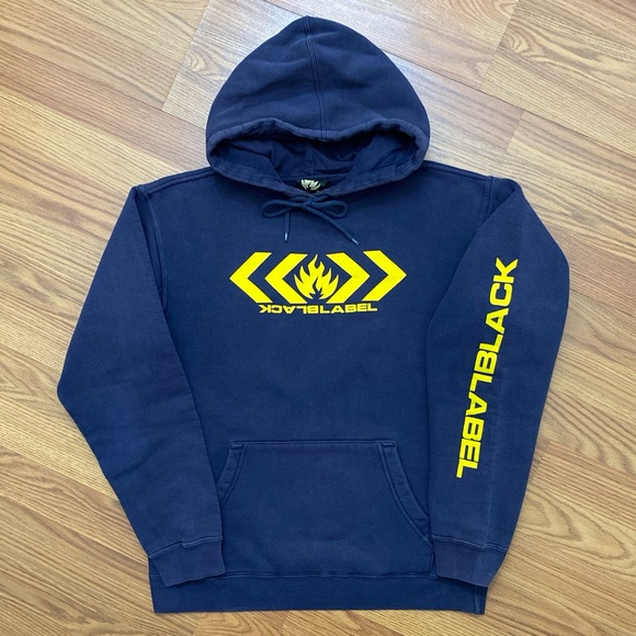 Black Label Other - Vintage 90s Black Label Skate Hoodie with Yellow Design Size S USA Made Grunge